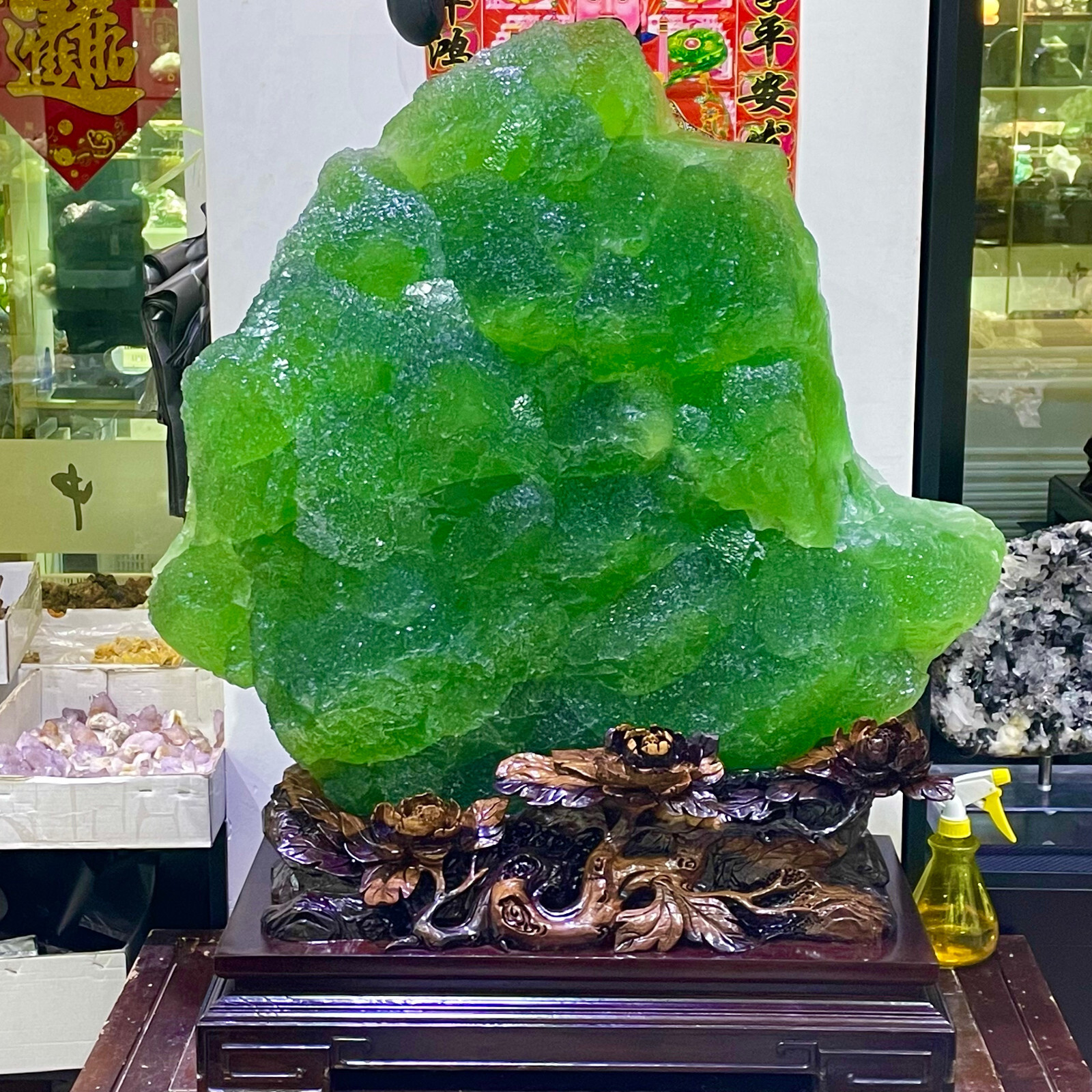 330LB TOP Natural large chunk green fluorite Quartz Crystal Mineral +stand 330LB TOP Natural large chunk green fluorite Quartz Crystal Mineral +stand