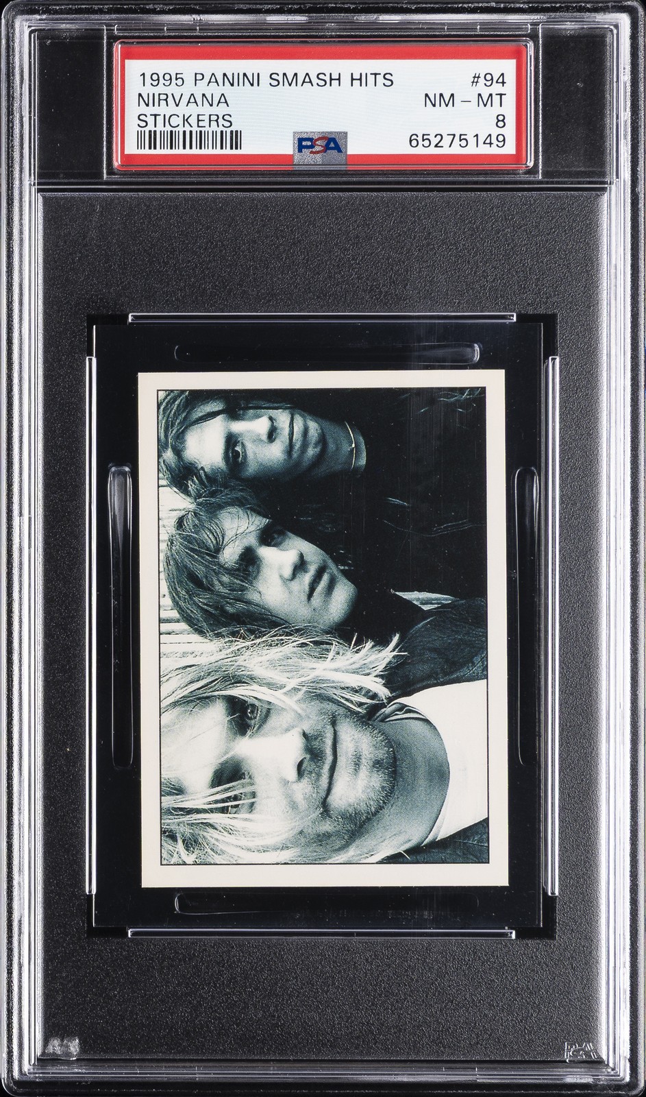 1995 PANINI SMASH HITS STICKERS #94 NIRVANA PSA 8 1995 PANINI SMASH HITS STICKERS #94 NIRVANA PSA 8
