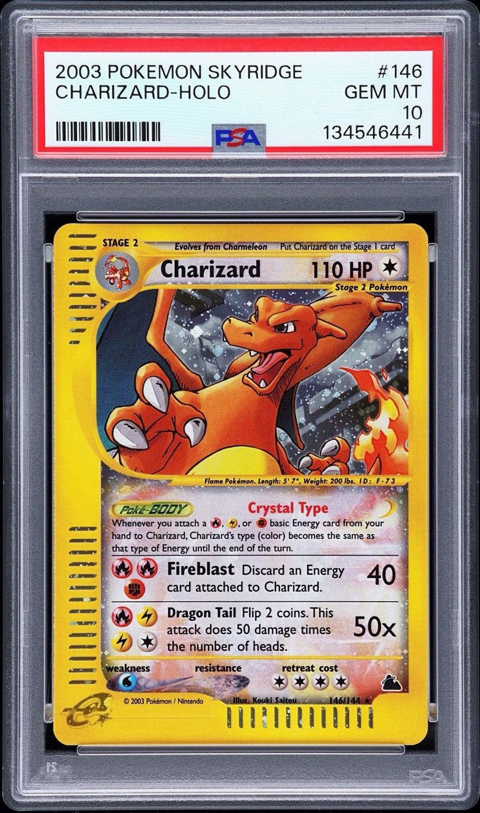Pokemon 2003 Charizard Skyridge Holo PSA 10 #146 Crystal 🔥💎 - POP 249