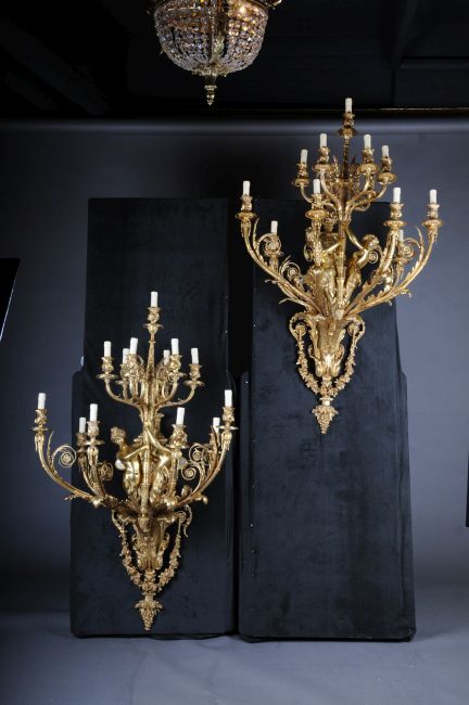 Pair Monumental Wall Sconces Napoleon III after J.-B. Klagmann F-Aas-10 Pair Monumental Wall Sconces Napoleon III after J.-B. Klagmann F-Aas-10
