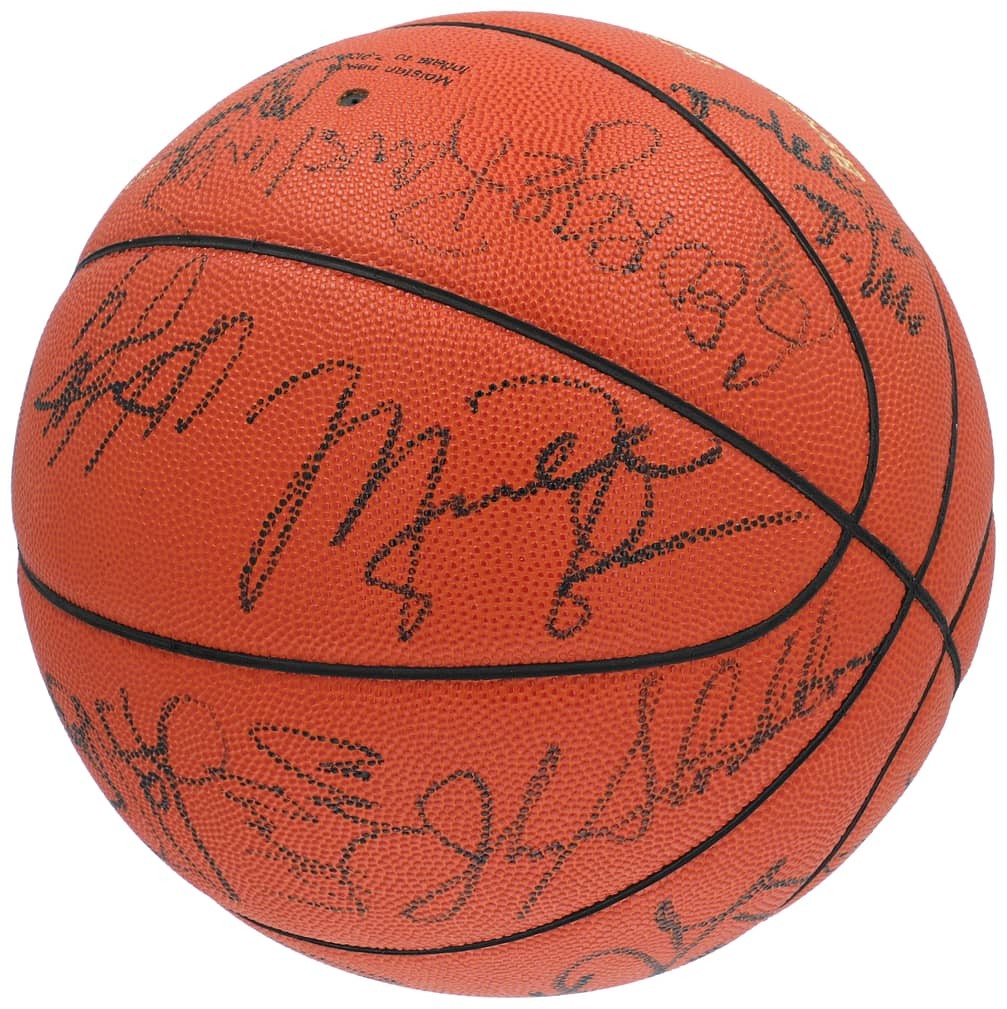 1992 USA Dream Team Multi-Signed Basketball w/ Jordan Bird Magic PSA/DNA LOA 1992 USA Dream Team Multi-Signed Basketball w/ Jordan Bird Magic PSA/DNA LOA