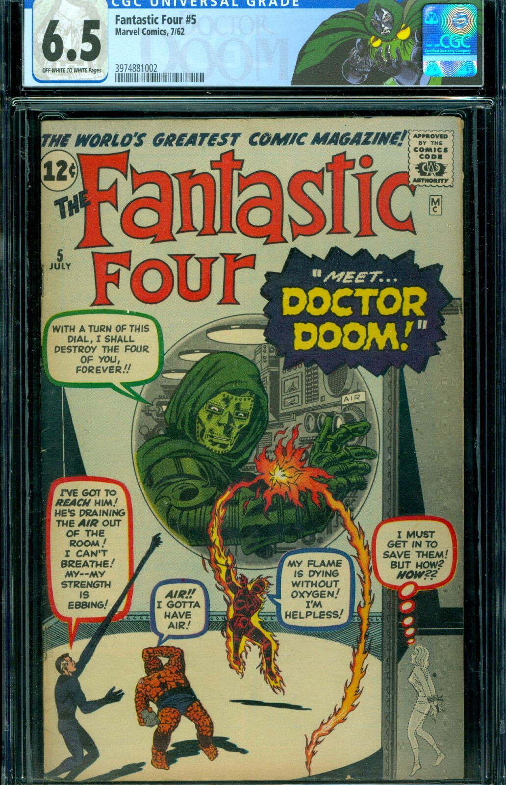 Fantastic Four #5 CGC 6.5 1ST DR. DOOM Custom Label Marvel MCU Robert Downey Jr. Fantastic Four #5 CGC 6.5 1ST DR. DOOM Custom Label Marvel MCU Robert Downey Jr.