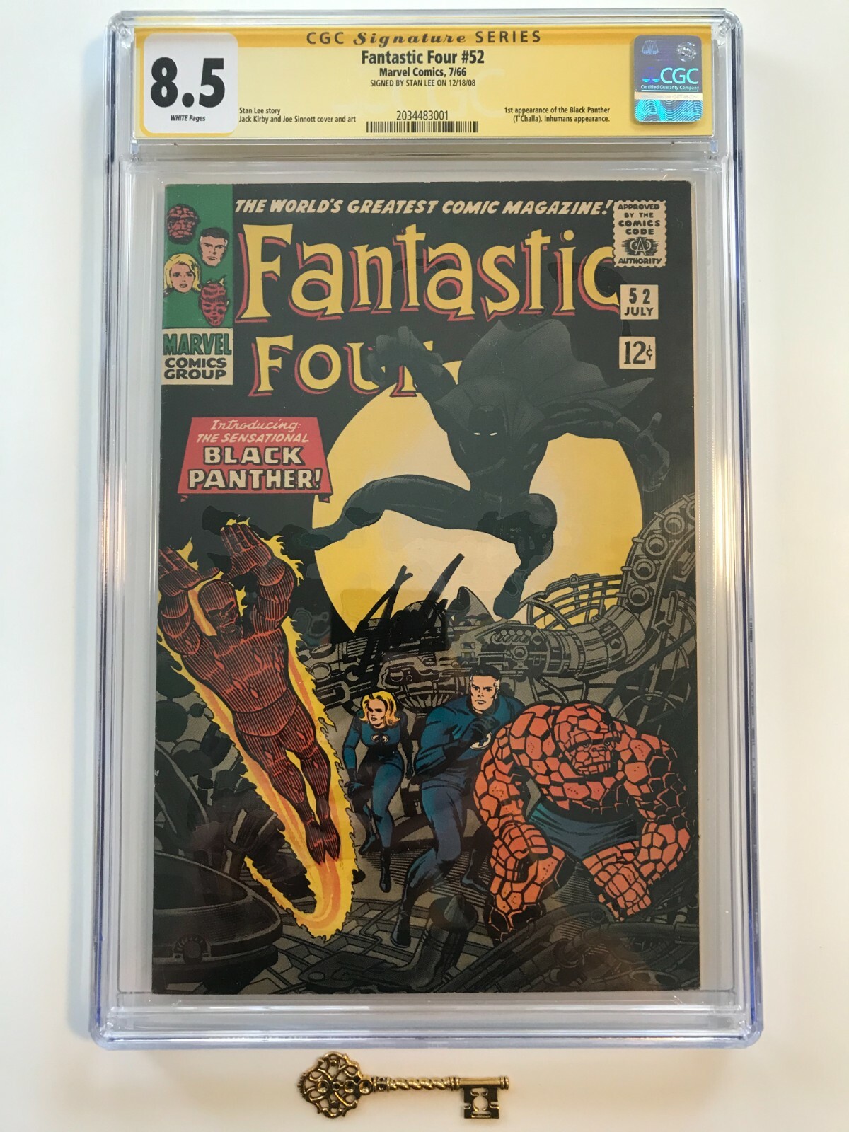 FANTASTIC FOUR #52 CGC 8.5 SS Signed Stan Lee 1st Black Panther (T'Challa) KEY