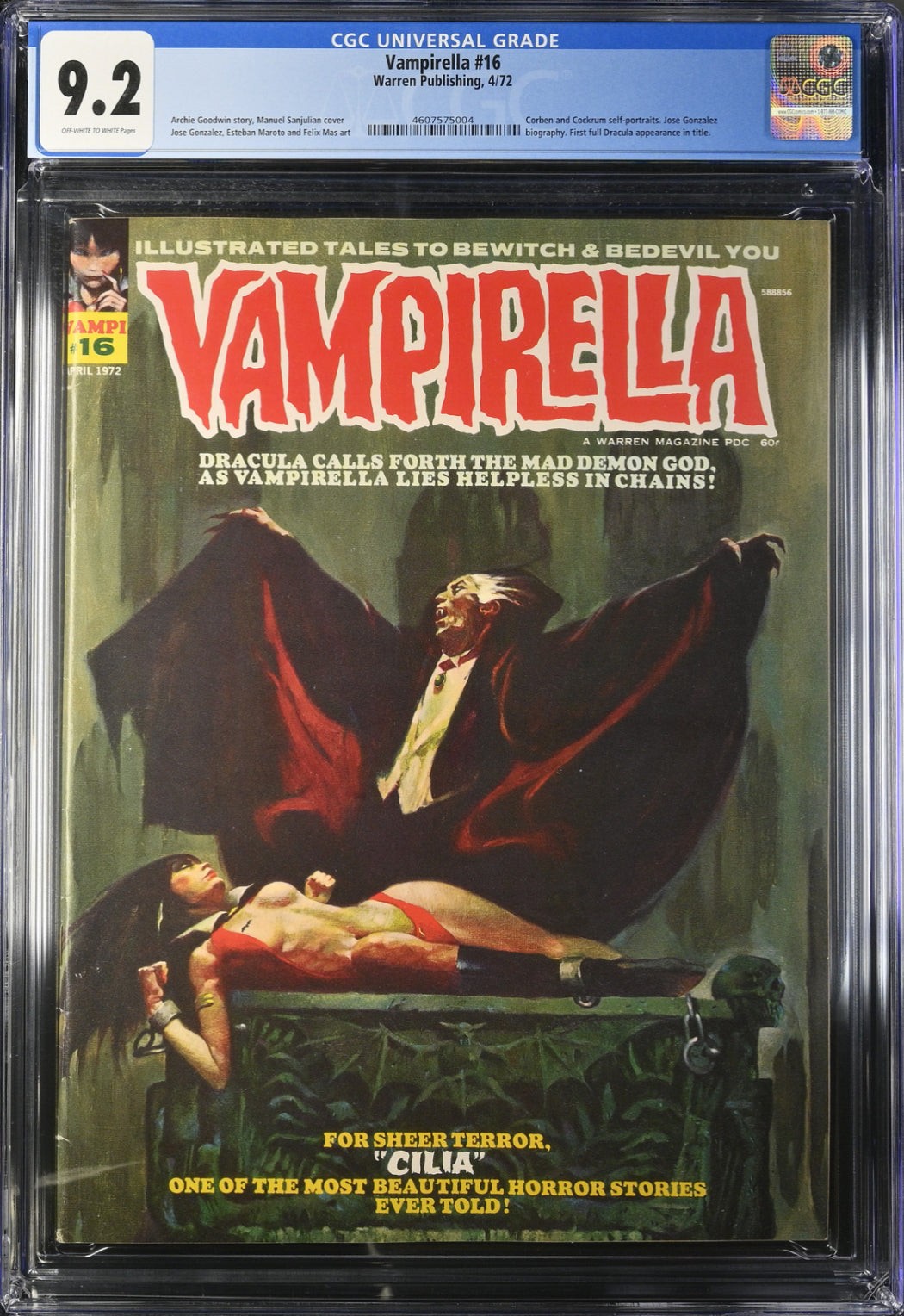 Vampirella #16 CGC 9.2 (1972) 1st Full Appearance of Dracula in Title L@@K Vampirella #16 CGC 9.2 (1972) 1st Full Appearance of Dracula in Title L@@K