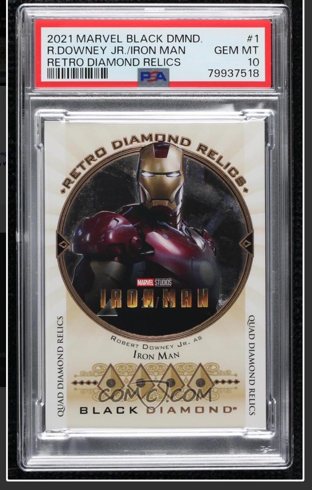UD Marvel Black Diamond Robert Downey Jr Iron Man PSA 10 Retro Diamond Relic /15 UD Marvel Black Diamond Robert Downey Jr Iron Man PSA 10 Retro Diamond Relic /15