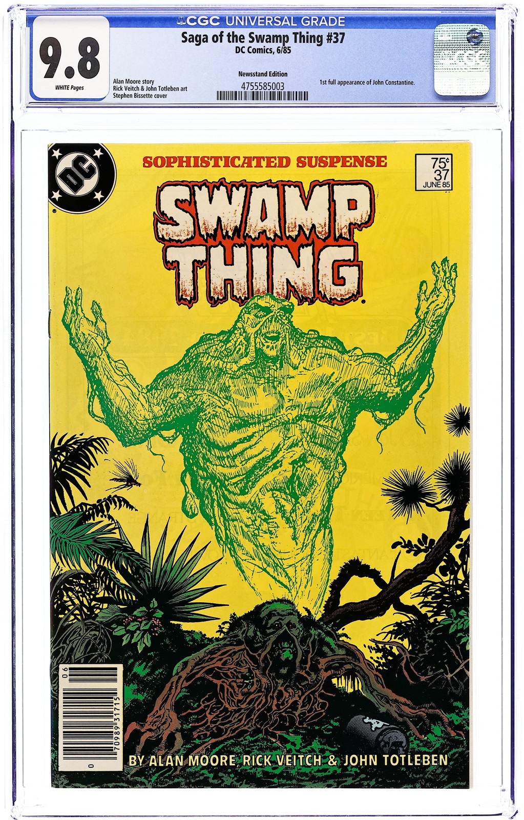 Swamp Thing #37N CGC 9.8 Newsstand 1985 4755585003 1st John Constantine