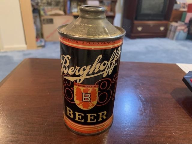 RARE BERGHOFF 1887 CONE TOP BEER CAN IRTP FORT WAYNE INDIANA RARE BERGHOFF 1887 CONE TOP BEER CAN IRTP FORT WAYNE INDIANA