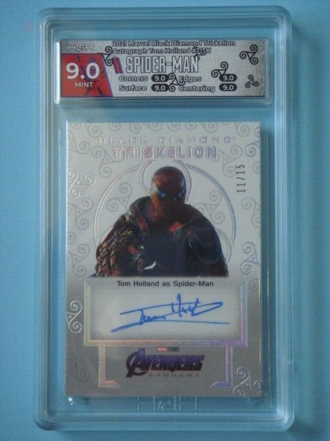 2021 UD Marvel Endgame Black Diamond Tom Holland Spider-Man AUTO #11/15 HGA 9 2021 UD Marvel Endgame Black Diamond Tom Holland Spider-Man AUTO #11/15 HGA 9
