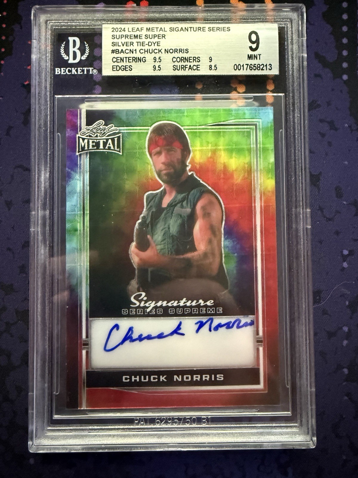 ONE OF A KIND CHUCK NORRIS SIGNED LEAF METAL CARD 1/1 ONE OF A KIND CHUCK NORRIS SIGNED LEAF METAL CARD 1/1