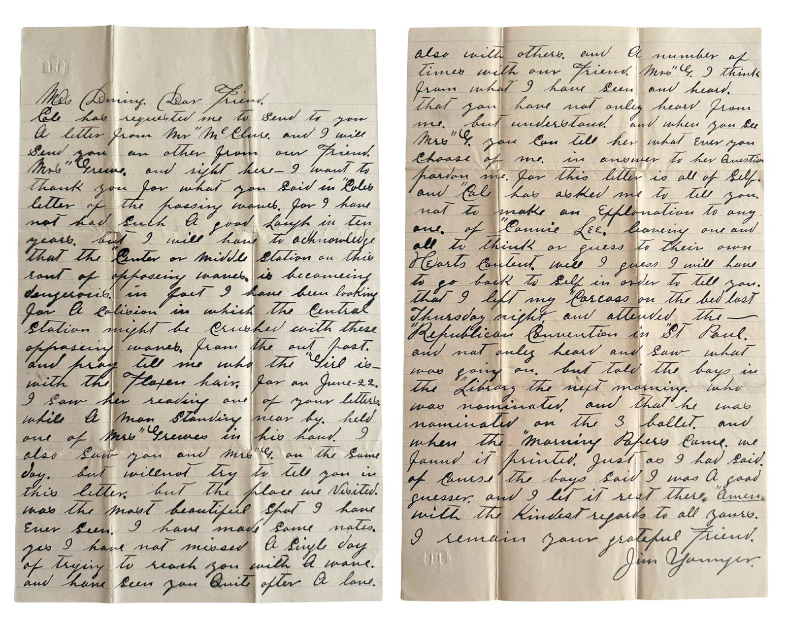 Outlaw JIM YOUNGER Rare Signed Letter from JAMES-YOUNGER GANG Outlaw JIM YOUNGER Rare Signed Letter from JAMES-YOUNGER GANG