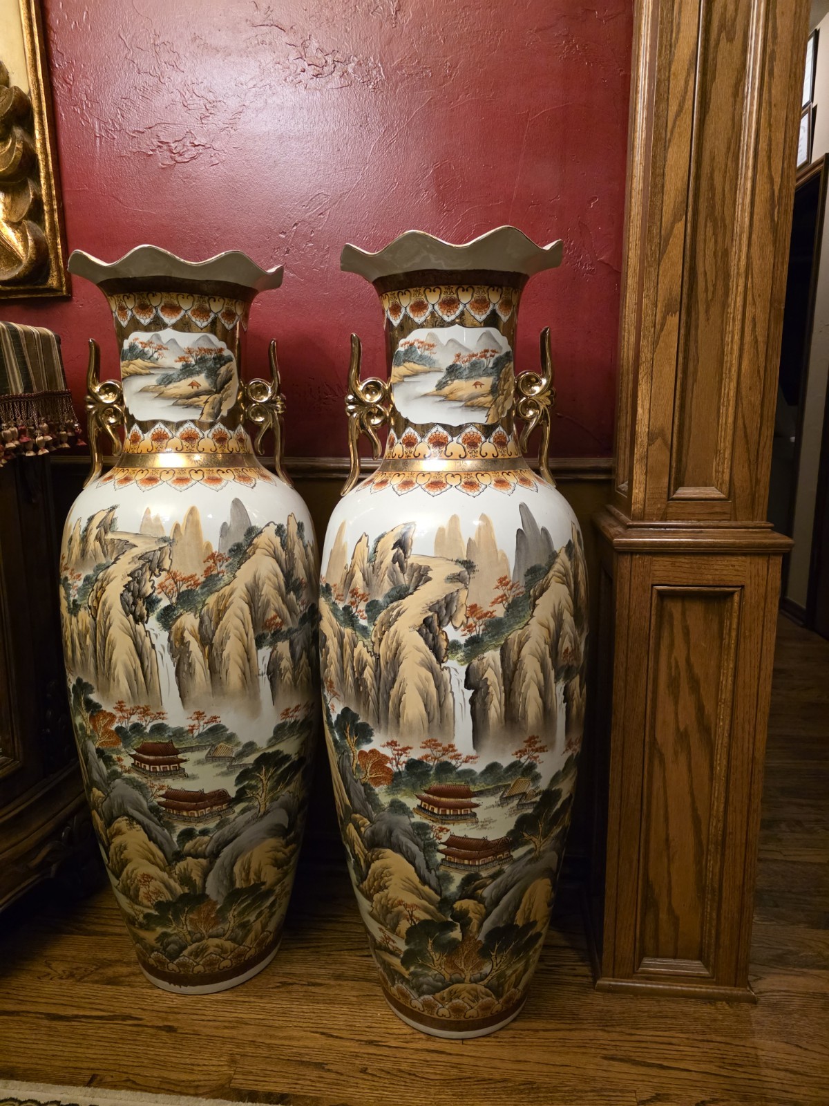 Rare Extra Large Porcelain Two Vases, Vintage, Beautiful, Elegant Set Rare Extra Large Porcelain Two Vases, Vintage, Beautiful, Elegant Set