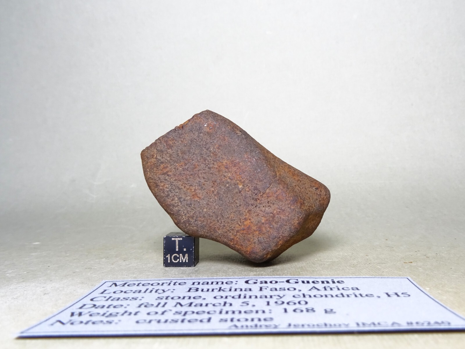meteorite Gao-Guenie, chondrite H5, almost complete stone 168 g, fall 1960