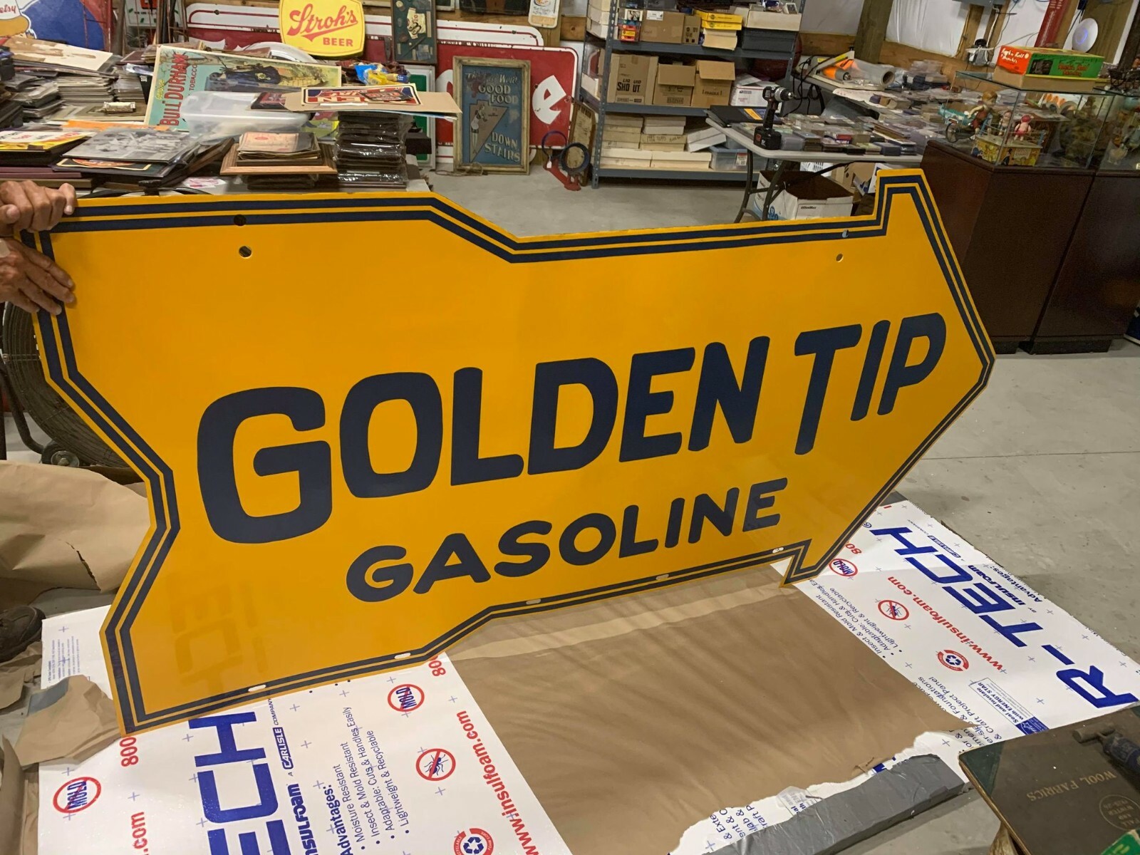 RARE Vintage Stoll Golden Tip Gasoline DSP Arrow SIGN GAS OIL 80 RARE Vintage Stoll Golden Tip Gasoline DSP Arrow SIGN GAS OIL 80