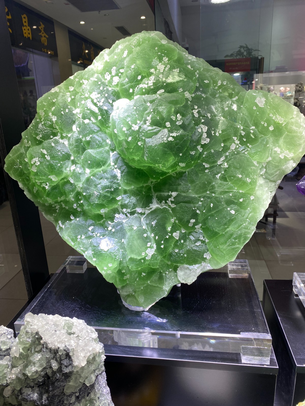 Large 99LB Rare Top Natural Green Fluorite Quartz Crystal Mineral Collection