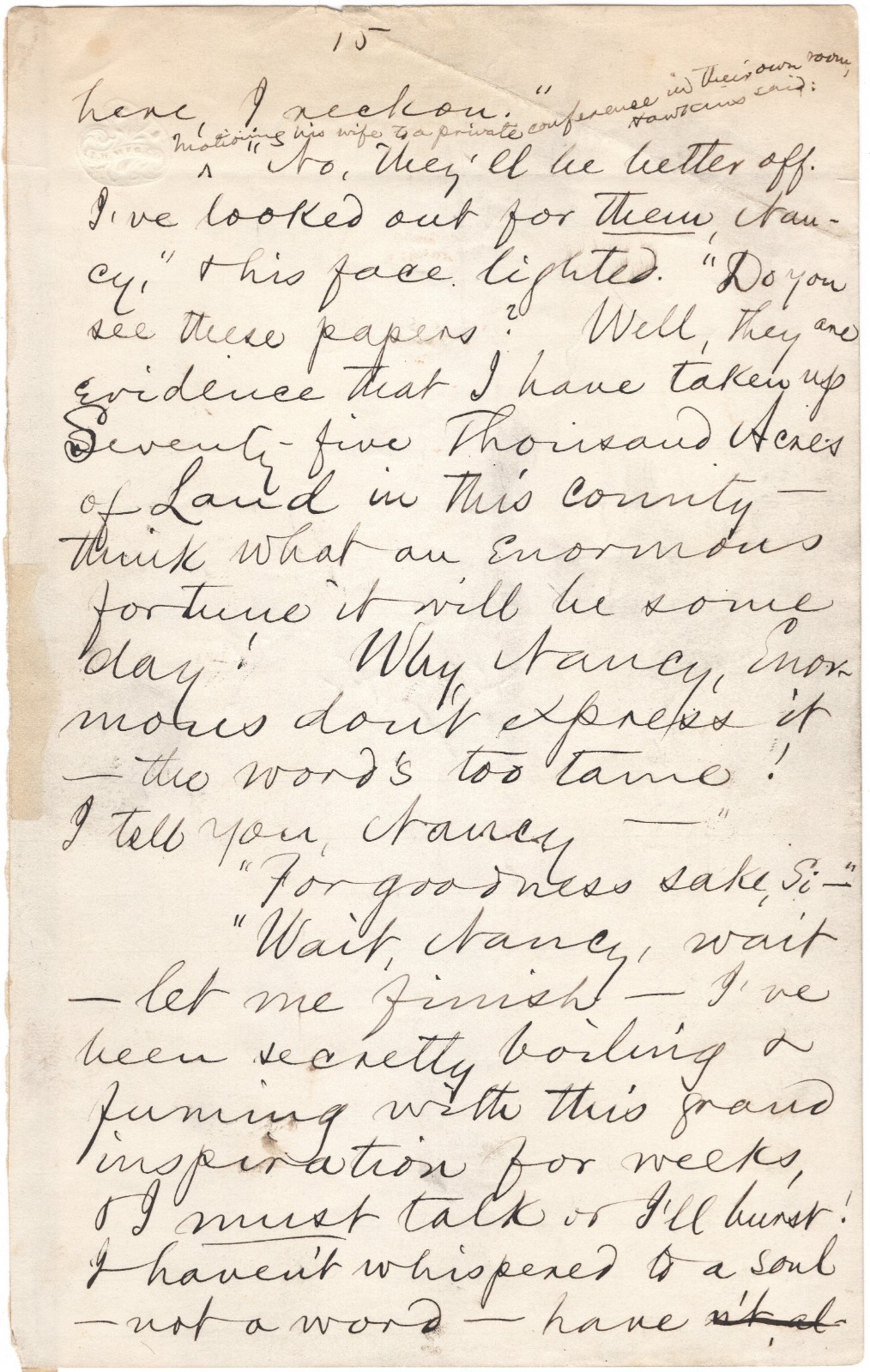 RARE Original Autograph Manuscript Handwritten by Mark Twain from The Gilded Age