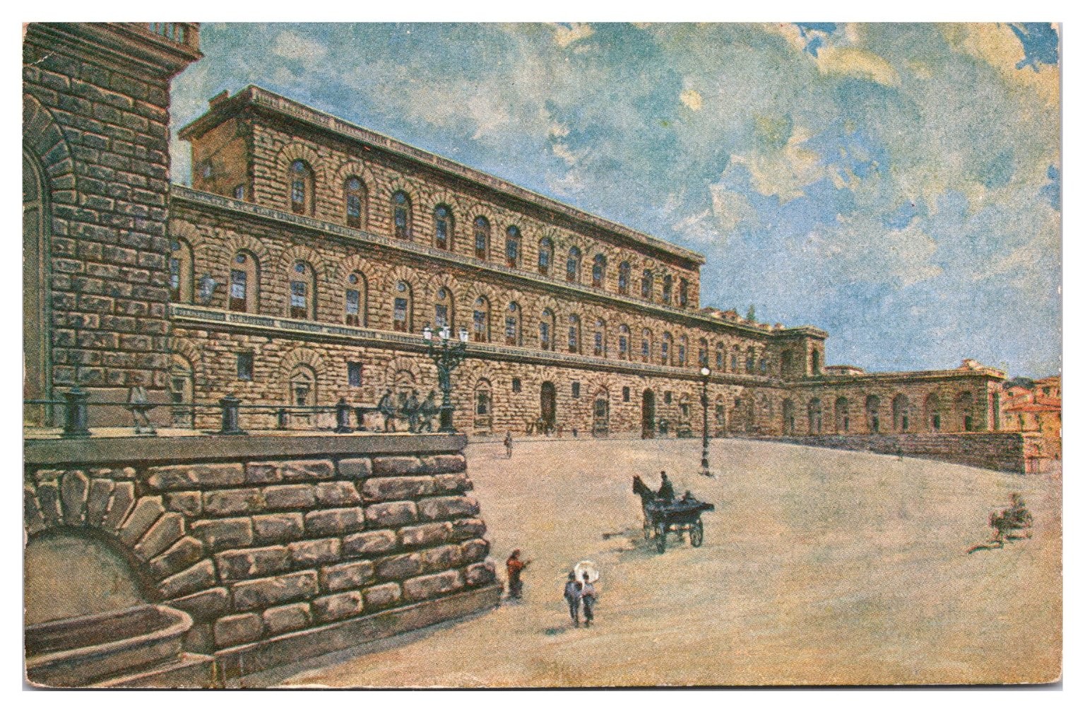 ANTQ Florence Italy Palazzo Pitti Postcard King Victor Emmanuel III Stamps ANTQ Florence Italy Palazzo Pitti Postcard King Victor Emmanuel III Stamps