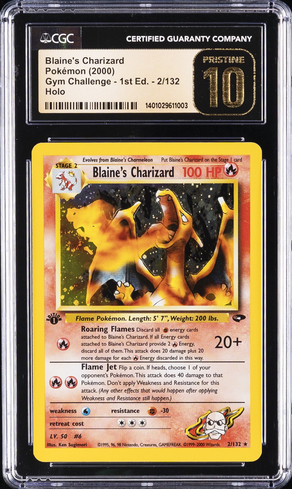 2000 POKÉMON GYM CHALLENGE - 1ST ED. HOLO BLAINE'S CHARIZARD CGC 10 PRISTINE