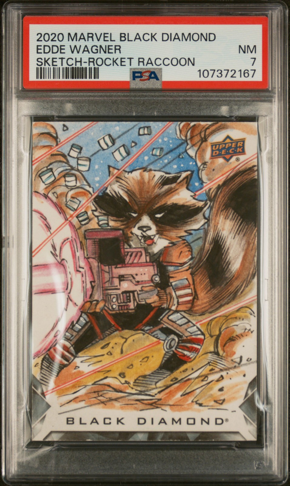 2020 UD MARVEL BLACK DIAMOND SKETCH CARDS ROCKET RACCOON EDDE WAGNER PSA 7 2020 UD MARVEL BLACK DIAMOND SKETCH CARDS ROCKET RACCOON EDDE WAGNER PSA 7