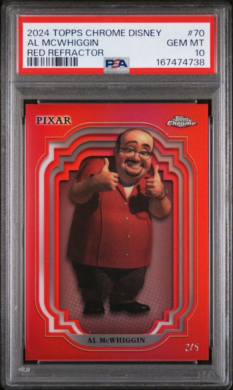 Topps 2024 Chrome Disney Al McWhiggin #70 Red Refractor 2/5 PSA 10 POP 1 Topps 2024 Chrome Disney Al McWhiggin #70 Red Refractor 2/5 PSA 10 POP 1