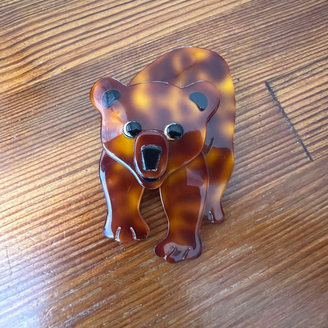 Lea Stein Paris Bear Brooch Vintage Cellulose Jewelry Brown Amber Lea Stein Paris Bear Brooch Vintage Cellulose Jewelry Brown Amber