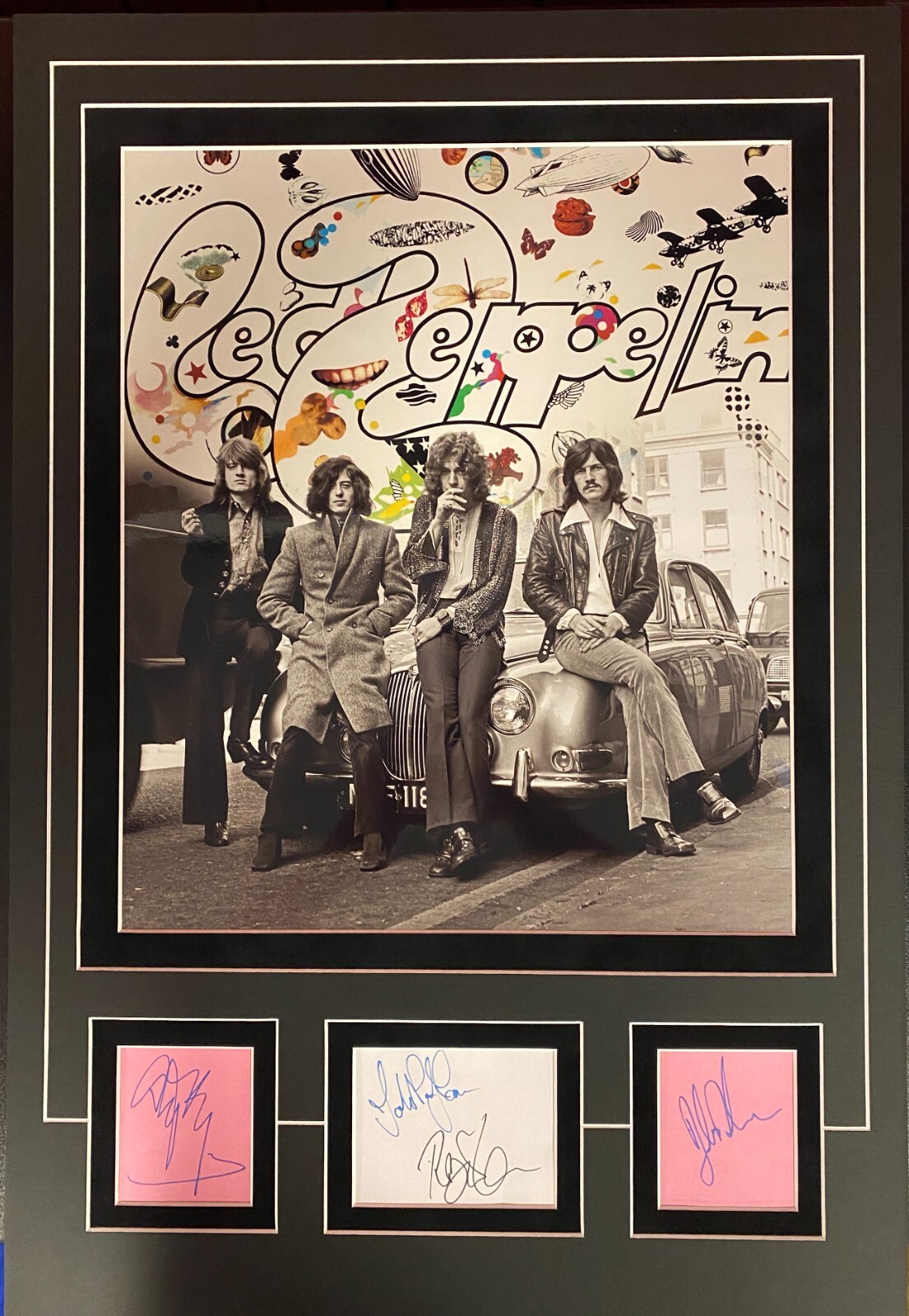LED ZEPPELIN SIGNED ALBUM PAGES WITH DISPLAY - JSA LETTER - JOHN BOHNAM RARE LED ZEPPELIN SIGNED ALBUM PAGES WITH DISPLAY - JSA LETTER - JOHN BOHNAM RARE