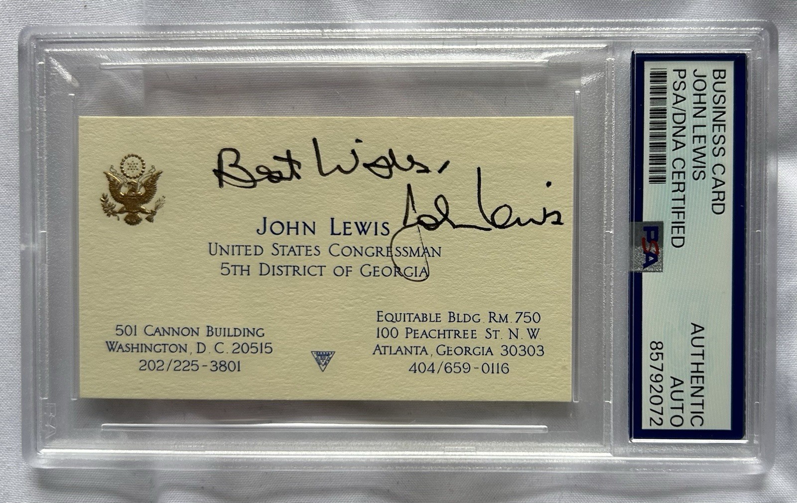 John Lewis Signed United State Congress Business Card VERY RARE PSA/DNA John Lewis Signed United State Congress Business Card VERY RARE PSA/DNA