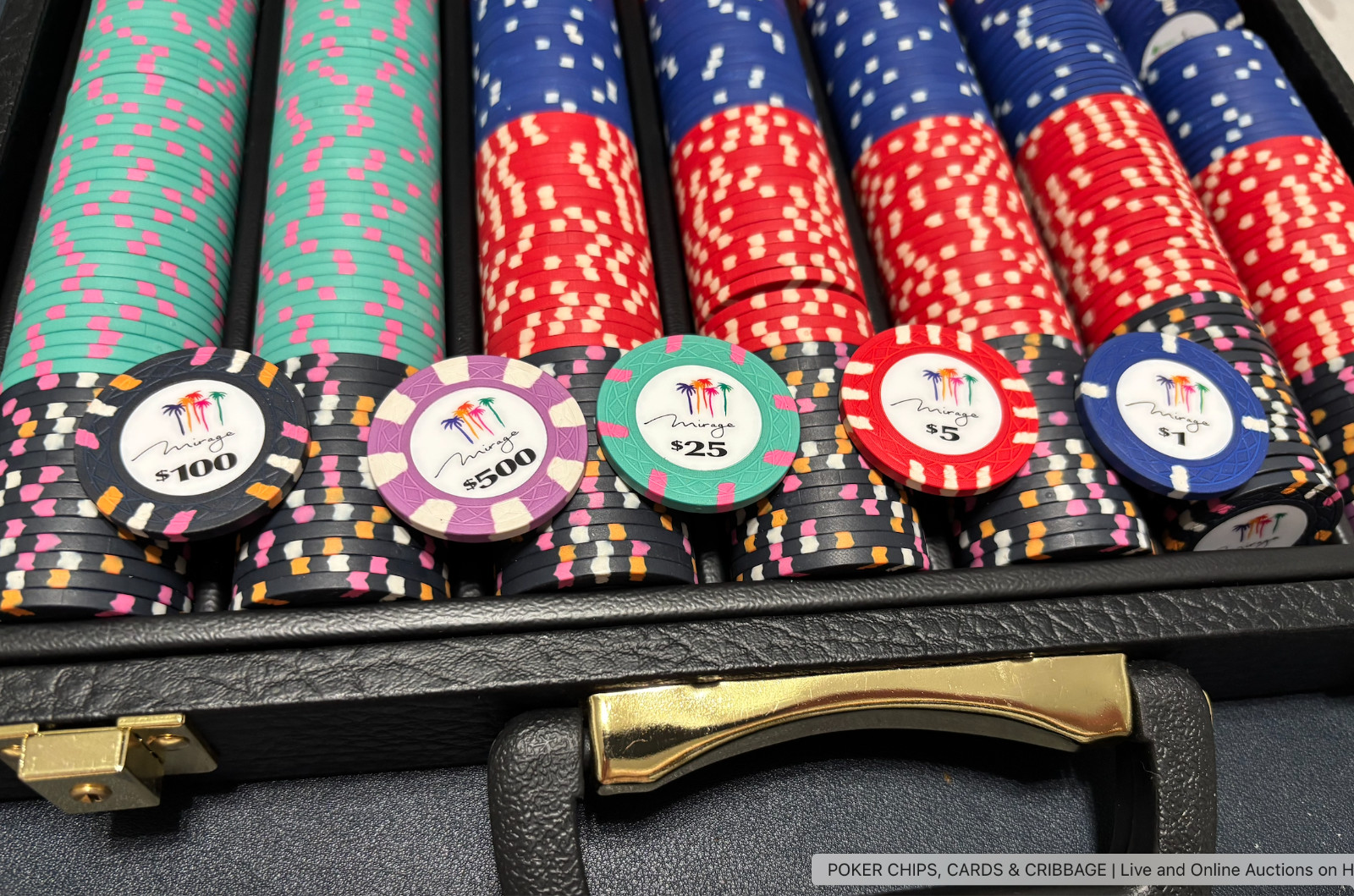 (SUPER NICE) 525 MIRAGE Casino Poker Chips, Las Vegas Ceramic 