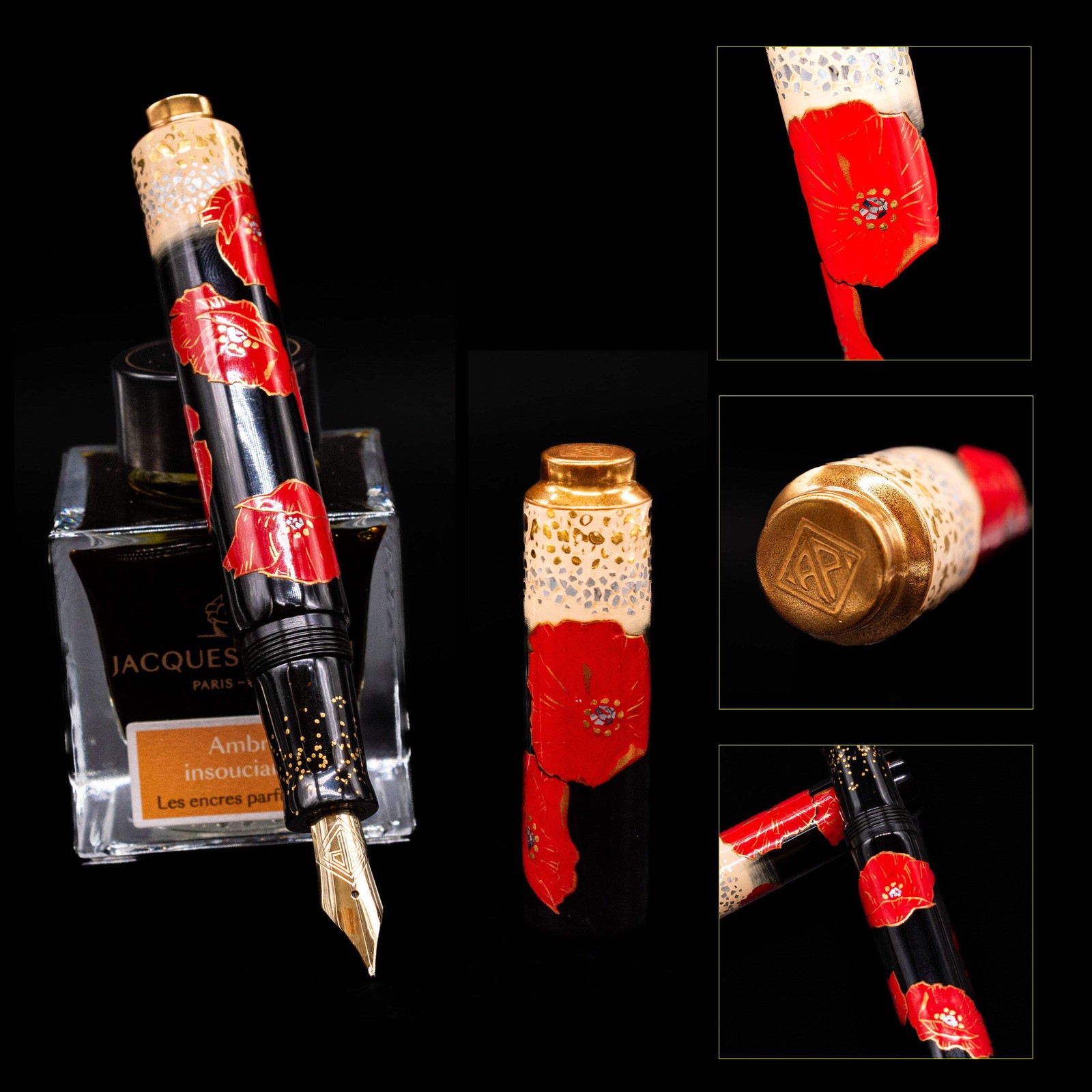 AP Limited Editions Writer Maki-e Fountain Pen - Playful Poppies AP Limited Editions Writer Maki-e Fountain Pen - Playful Poppies