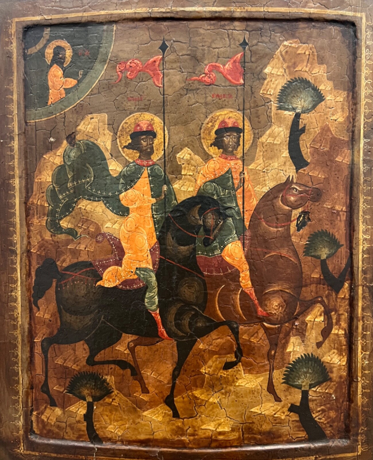 A Rare and Important 17th c Russian Icon of Princes Boris & Gleb, Pskov School