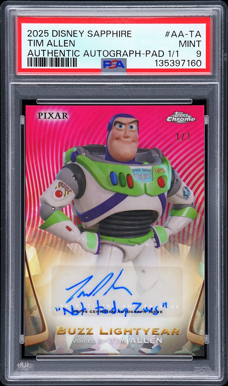 2025 PADPARADSCHA 1/1 #AA-TA BUZZ LIGHTYEAR/TIM ALLEN 1/1 PSA 9