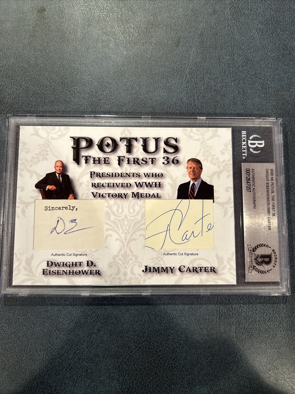 Dwight D. Eisenhower & Jimmy Carter Dual Autos WWII Victory Medal 2020 HA POTUS Dwight D. Eisenhower & Jimmy Carter Dual Autos WWII Victory Medal 2020 HA POTUS