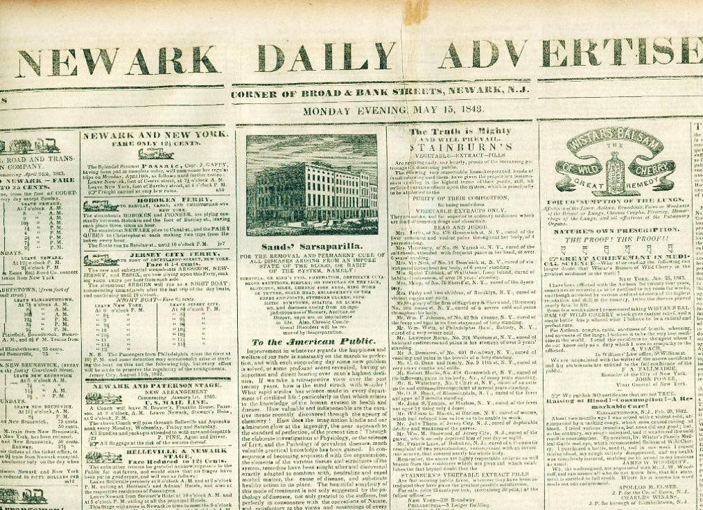 Newspaper Ex President Mirabeau Lamar Sibley & Fort Jessup Texas Treasury 1843