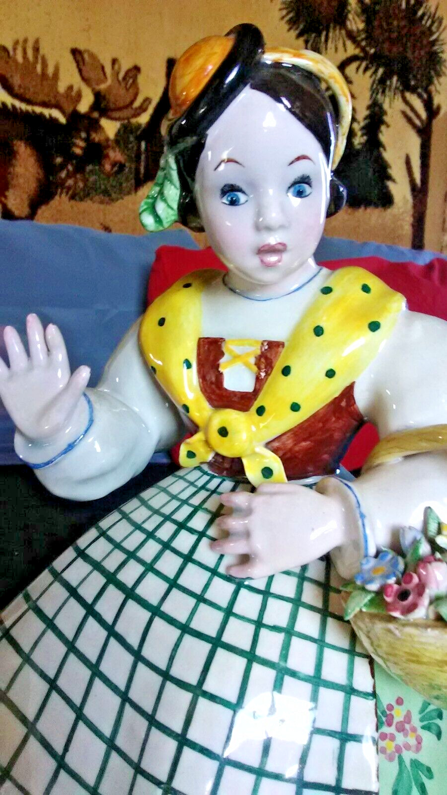 Vintage Mary had a Little Lamb made in Italy 10” Tall Ceramic Figurine RARE