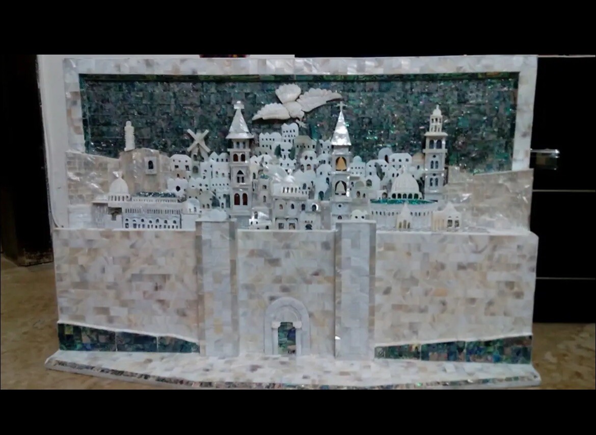 Hand Made Panorama Three Dimensions Jerusalem Mother Of PearlAbalone Shell Hand Made Panorama Three Dimensions Jerusalem Mother Of PearlAbalone Shell