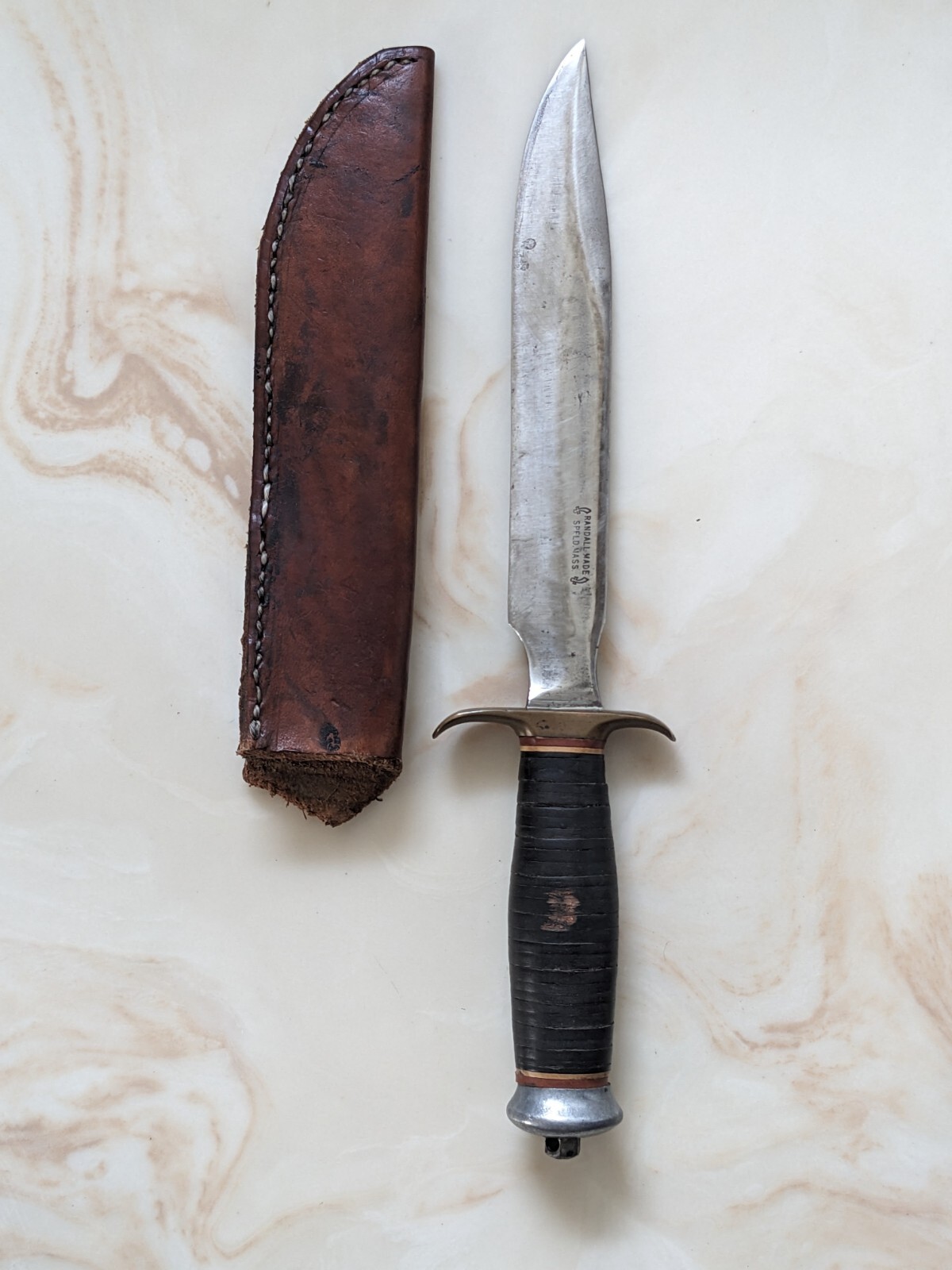 Very Rare Randall Made Knife Made in Springfield Mass WW2 Fighter Leather handle