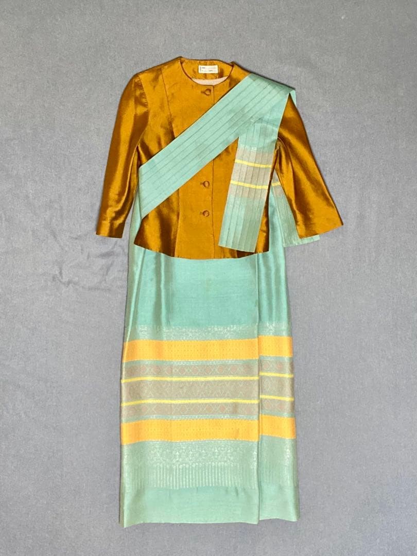 Thai Airways Cabin Crew Uniform 3pc Set Silk Traditional Blouse Sarong Sash Thai Airways Cabin Crew Uniform 3pc Set Silk Traditional Blouse Sarong Sash