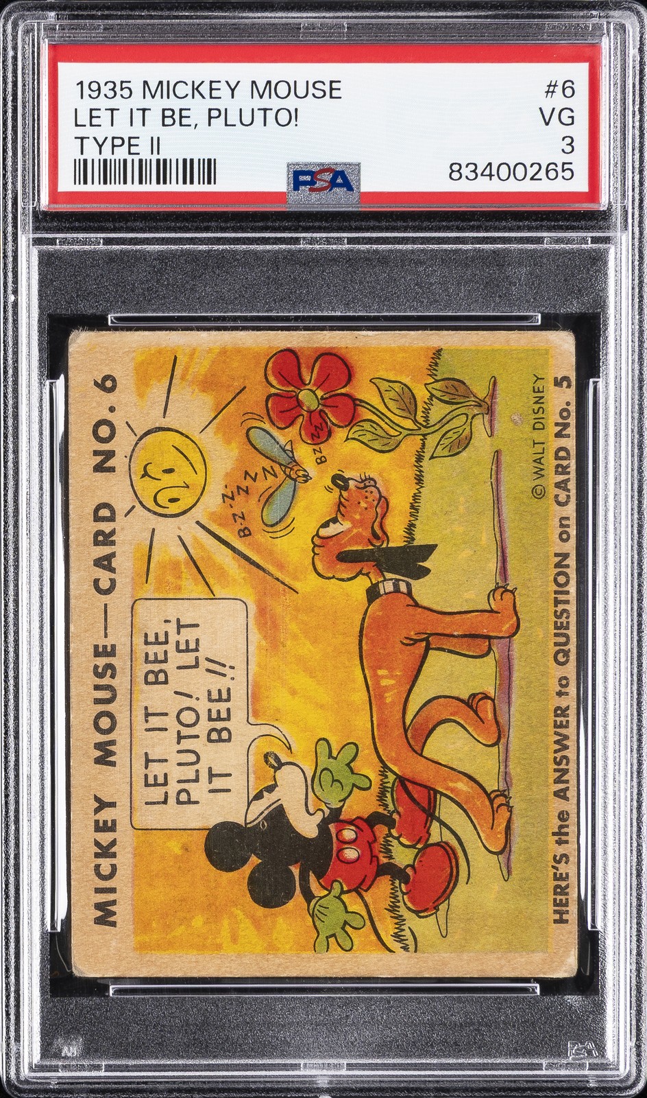 1935 MICKEY MOUSE TYPE II #6 LET IT BE, PLUTO PSA 3