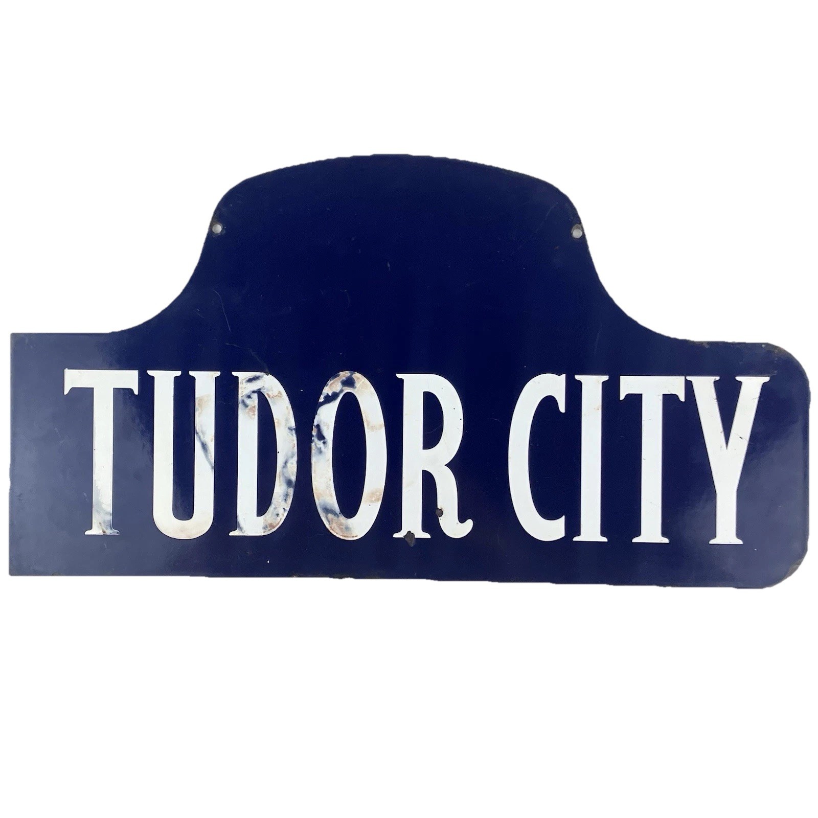 1926-30 Tudor City New York City Porcelain Humpback Sign Original Architecture