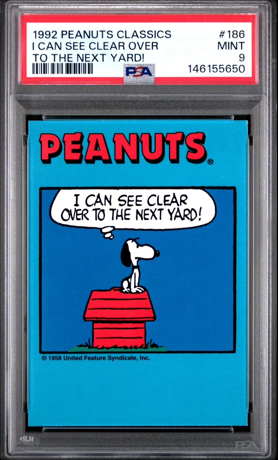 1992 ProSports Peanuts Classics Snoopy Yard RC PSA 9 Mint POP 1  None ^  #186