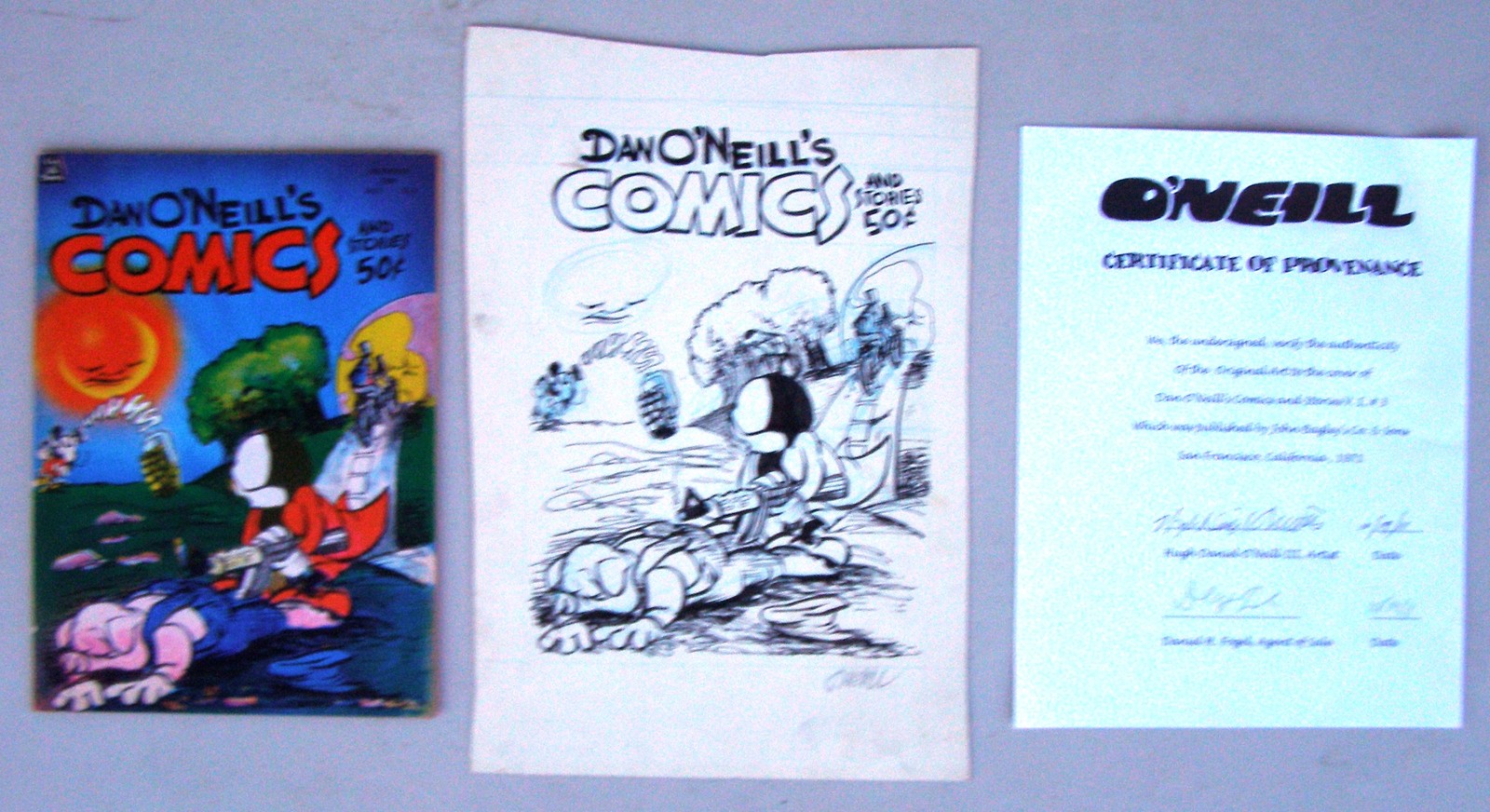 Original Cover Art Plus Comic + COA: Dan O'Neill's Comics and Stories #3, 1972 Original Cover Art Plus Comic + COA: Dan O'Neill's Comics and Stories #3, 1972
