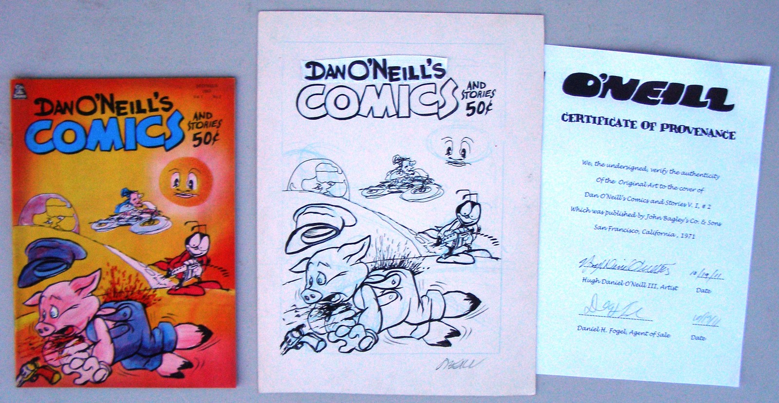 Original Cover Art Plus Comic + COA: Dan O'Neill's Comics and Stories #2, 1971 Original Cover Art Plus Comic + COA: Dan O'Neill's Comics and Stories #2, 1971