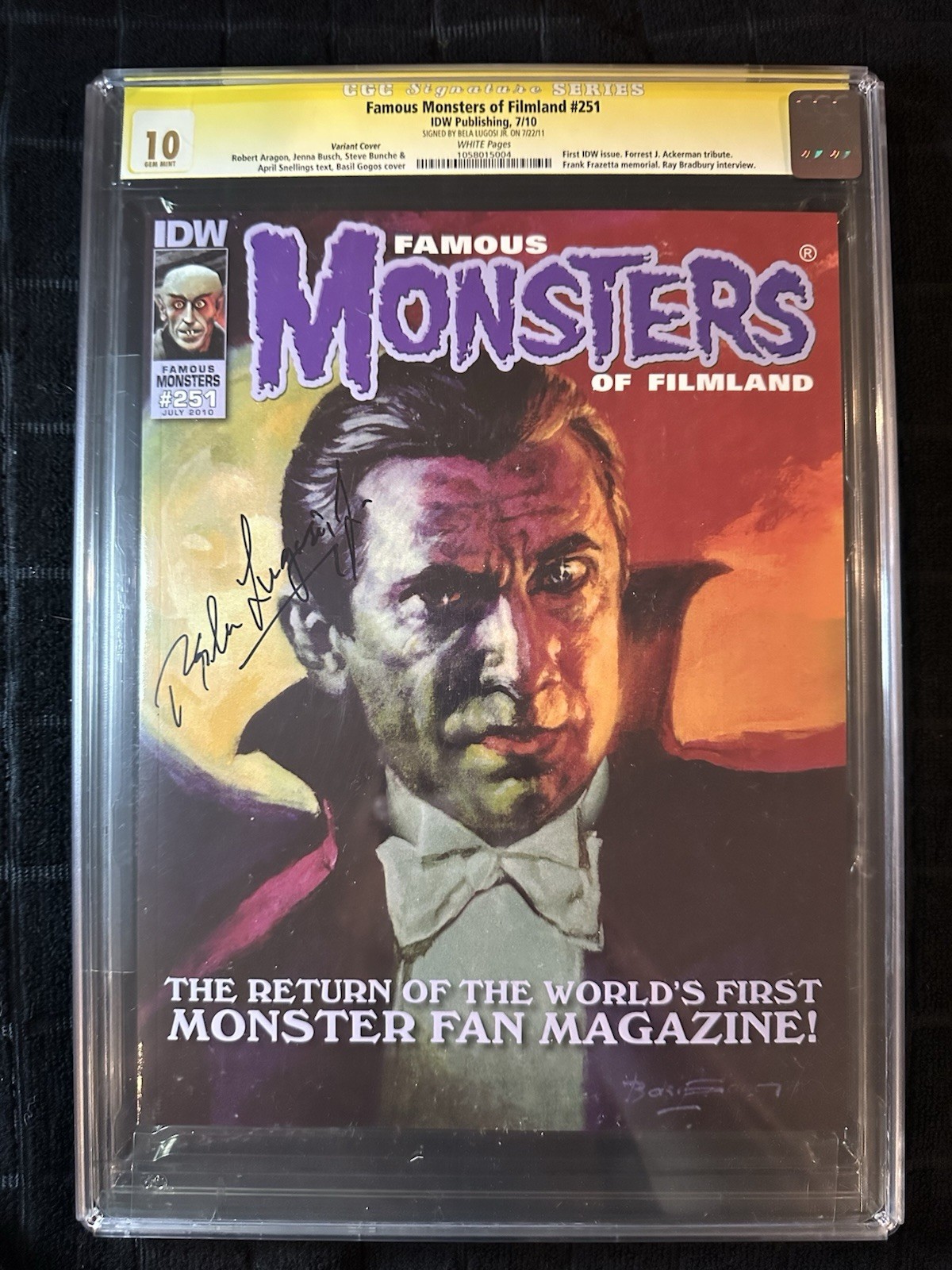 🟨Famous Monsters of Filmland #251 CGC 10.0 GEM MINT SS Bela Lugosi Jr Signature 🟨Famous Monsters of Filmland #251 CGC 10.0 GEM MINT SS Bela Lugosi Jr Signature