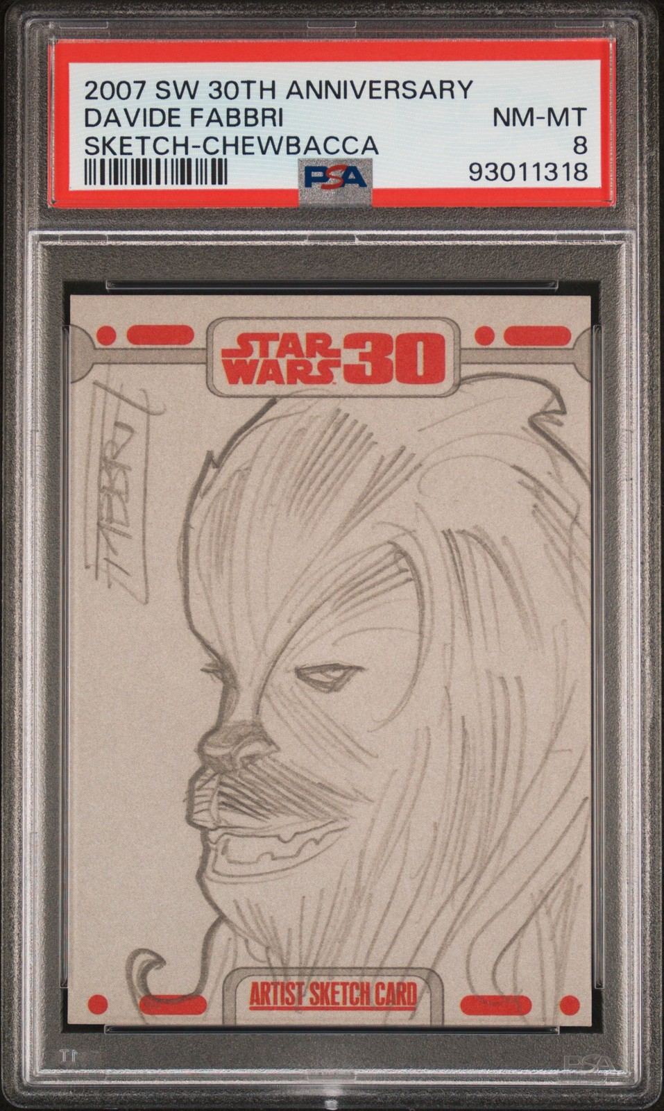 2007 TOPPS STAR WARS 30TH ANV SKETCH CARDS CHEWBACCA DAVIDE FABBRI PSA 8 2007 TOPPS STAR WARS 30TH ANV SKETCH CARDS CHEWBACCA DAVIDE FABBRI PSA 8