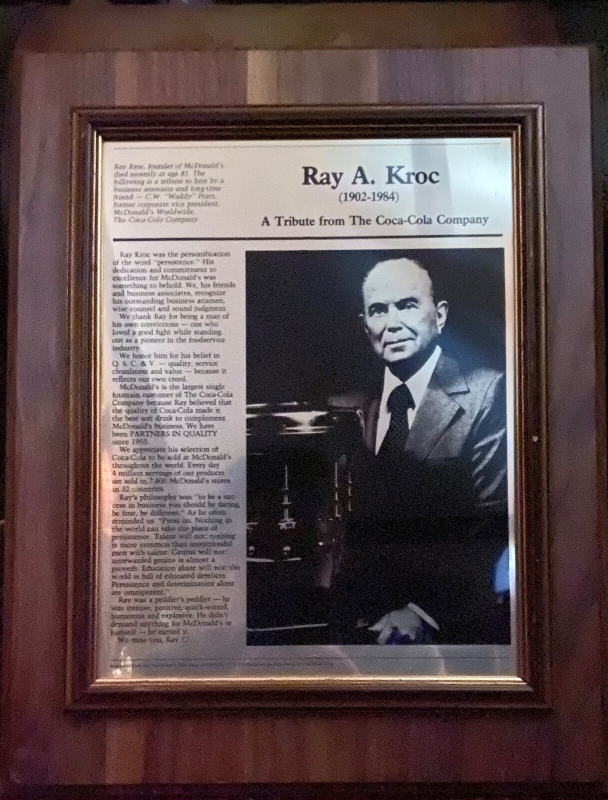 Ray Kroc: A Tribute from the Coca-Cola Company 