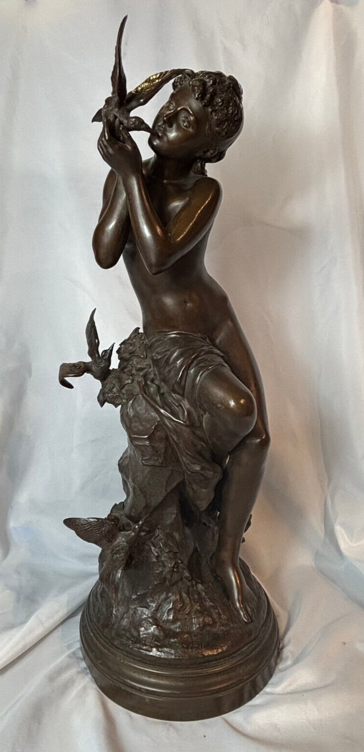 1894 Art Nouveau Mathurin Moreau Maiden Bronze Sculpture Cast by Susse Freres 1894 Art Nouveau Mathurin Moreau Maiden Bronze Sculpture Cast by Susse Freres