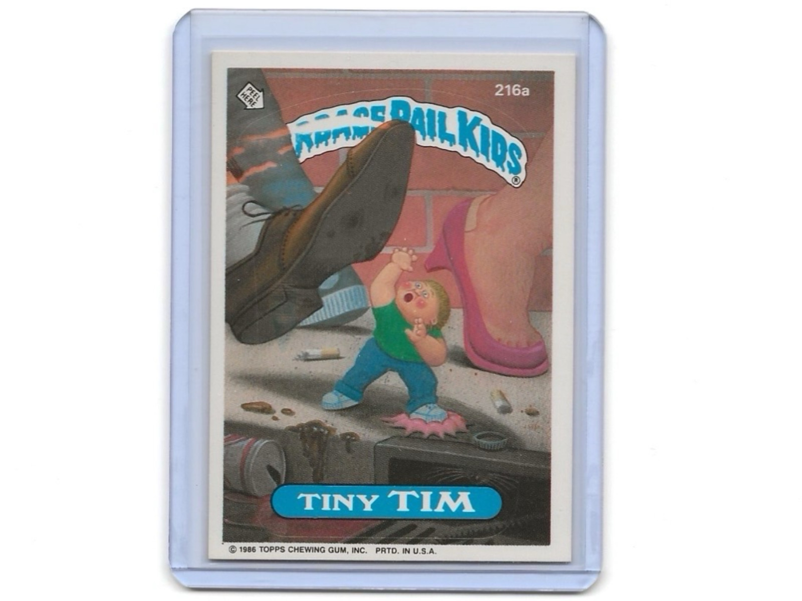 Garbage Pail Kids 216a Tiny Tim White Streak Error GRAIL 1986 6th Series Topps Garbage Pail Kids 216a Tiny Tim White Streak Error GRAIL 1986 6th Series Topps