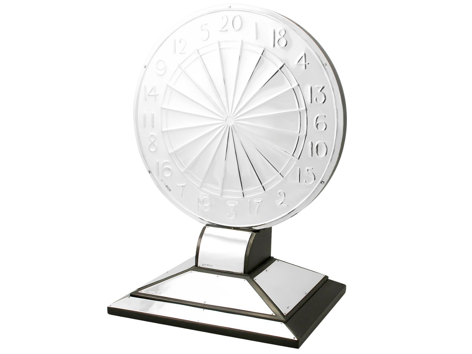 Antique George V Art Deco Sterling Silver Dartboard Presentation Trophy Antique George V Art Deco Sterling Silver Dartboard Presentation Trophy