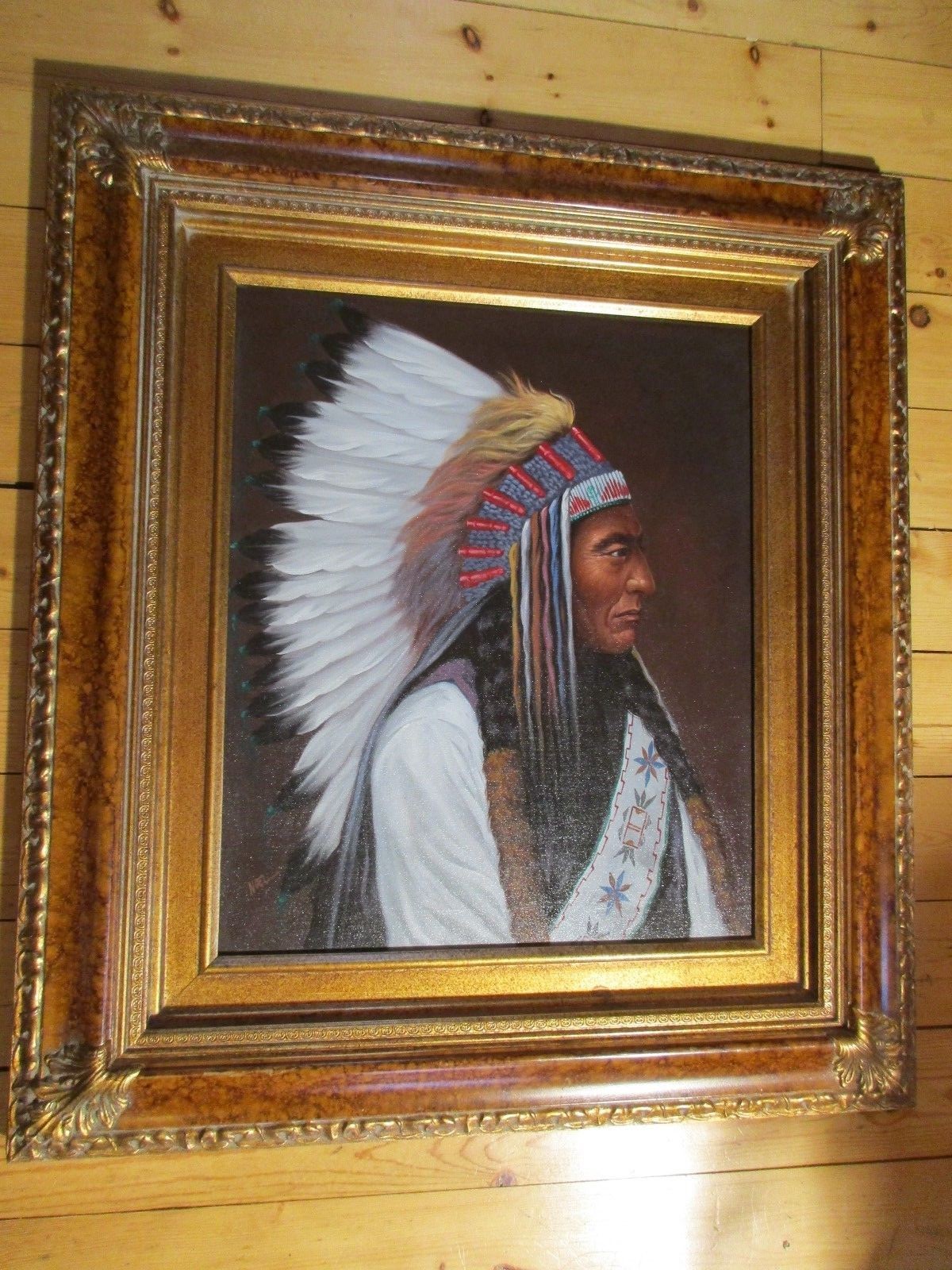NATIVE AMERICAN INDIAN CHIEF PAINTING, NATIVE AMERICAN INDIAN CHIEF PAINTING,