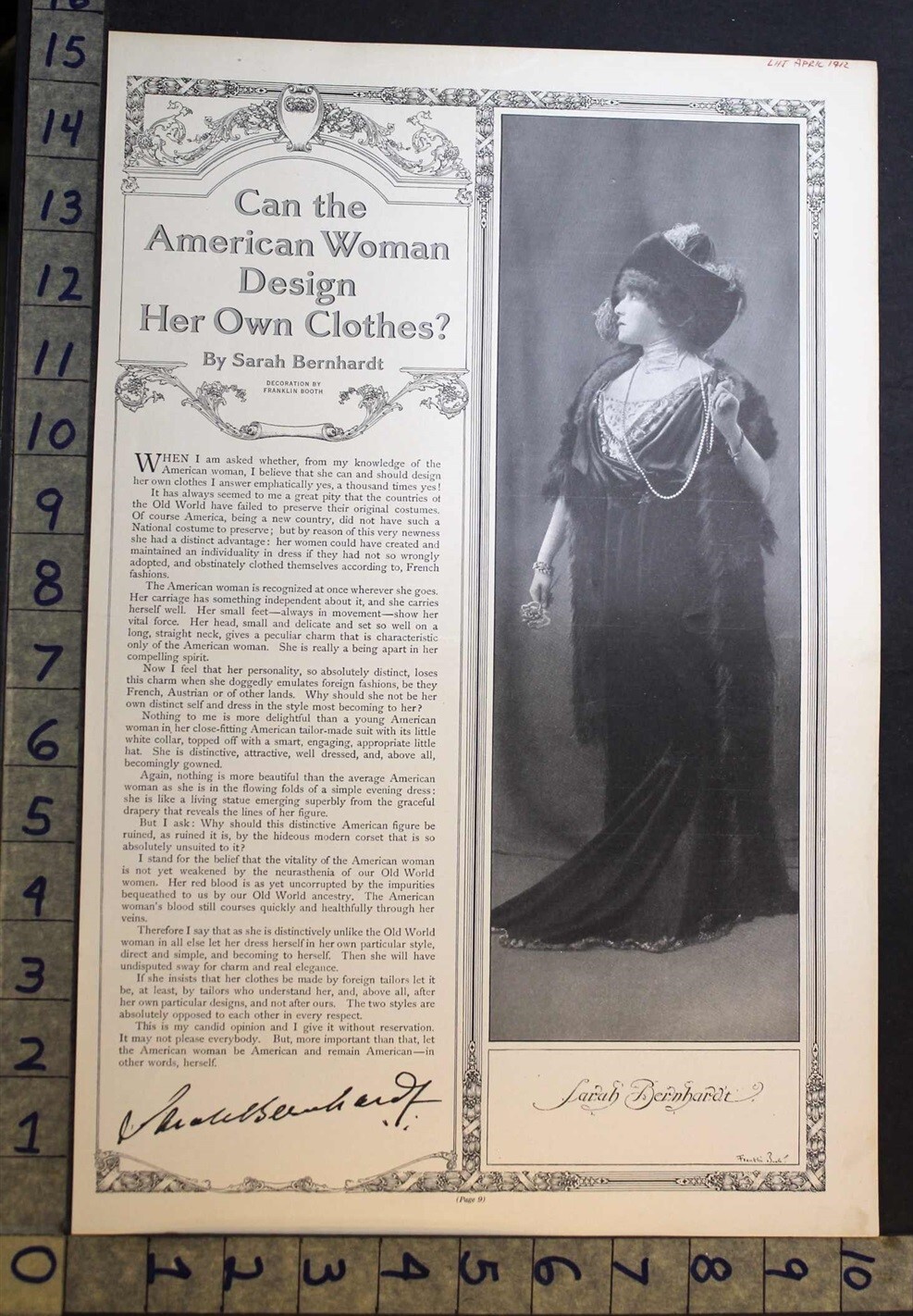 1912 WOMEN FASHION SARAH BERNHARDT DESIGNER FRANKLIN BOOTH ART DECOR PRINT 33768 1912 WOMEN FASHION SARAH BERNHARDT DESIGNER FRANKLIN BOOTH ART DECOR PRINT 33768