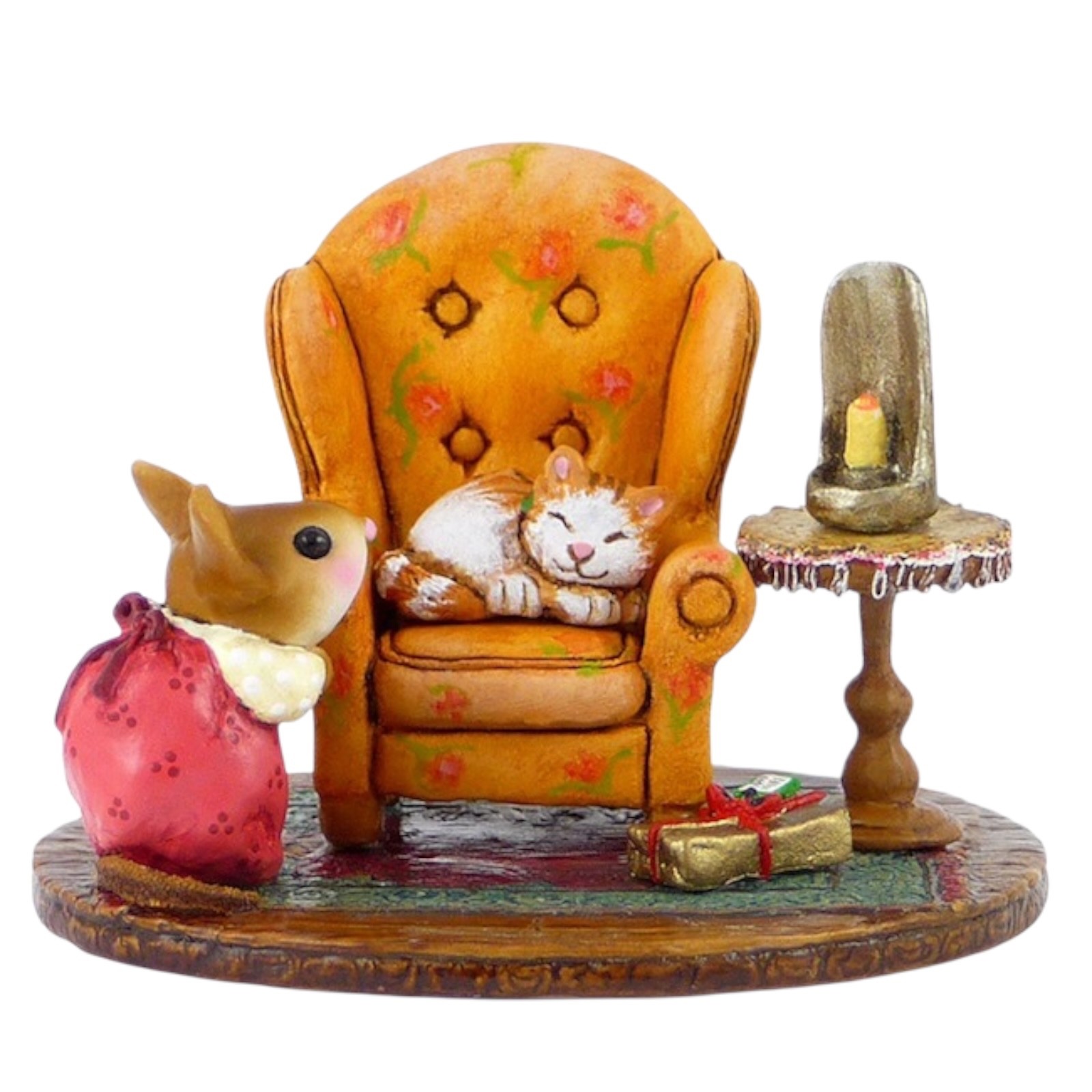 Wee Forest Folk Retired Cozy Christmas Kitty M-510a
